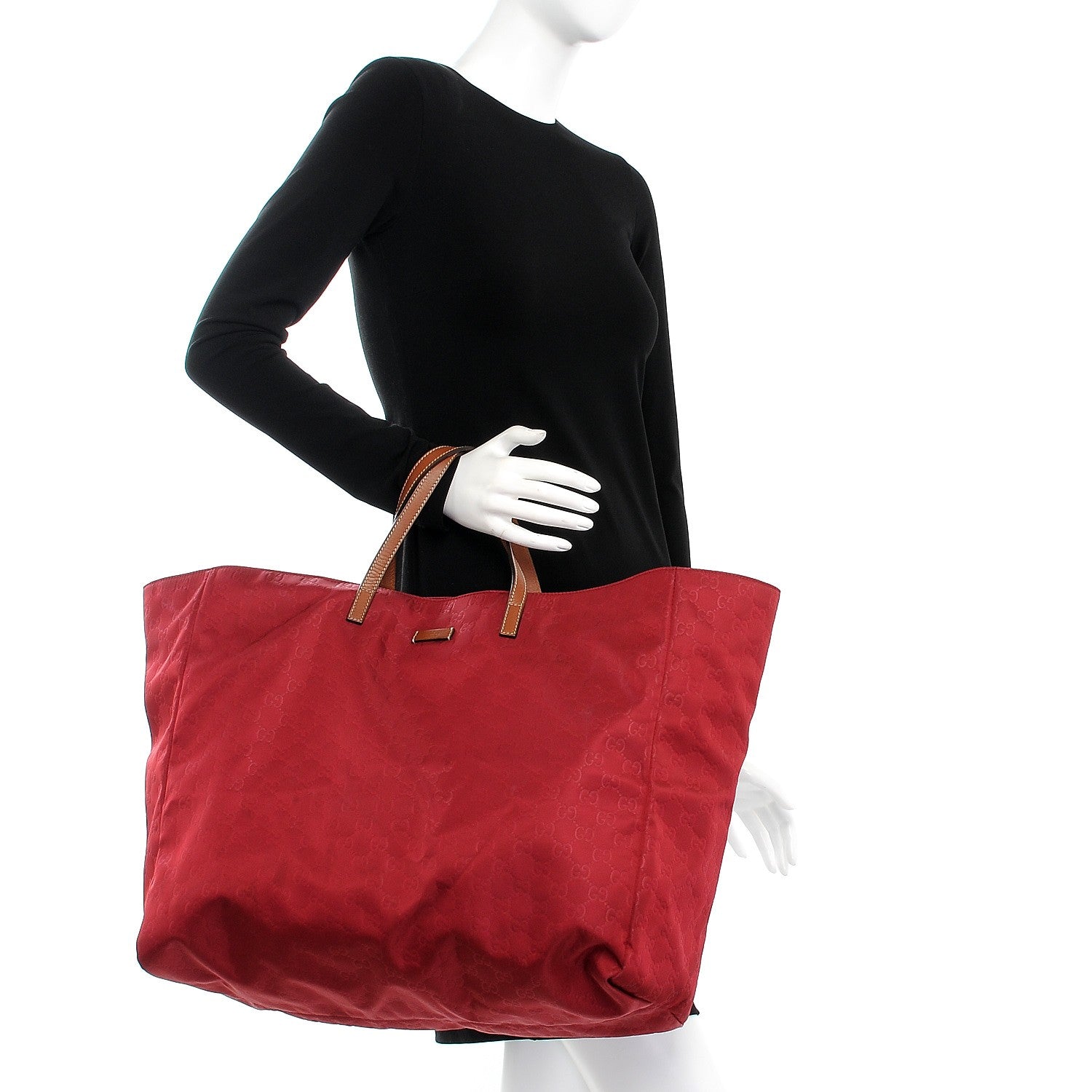 Gucci Nylon Monogram Large Tote Red 2 of 10
