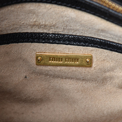 Miu Miu Goatskin Madras Shoulder Bag Black 6 of 24