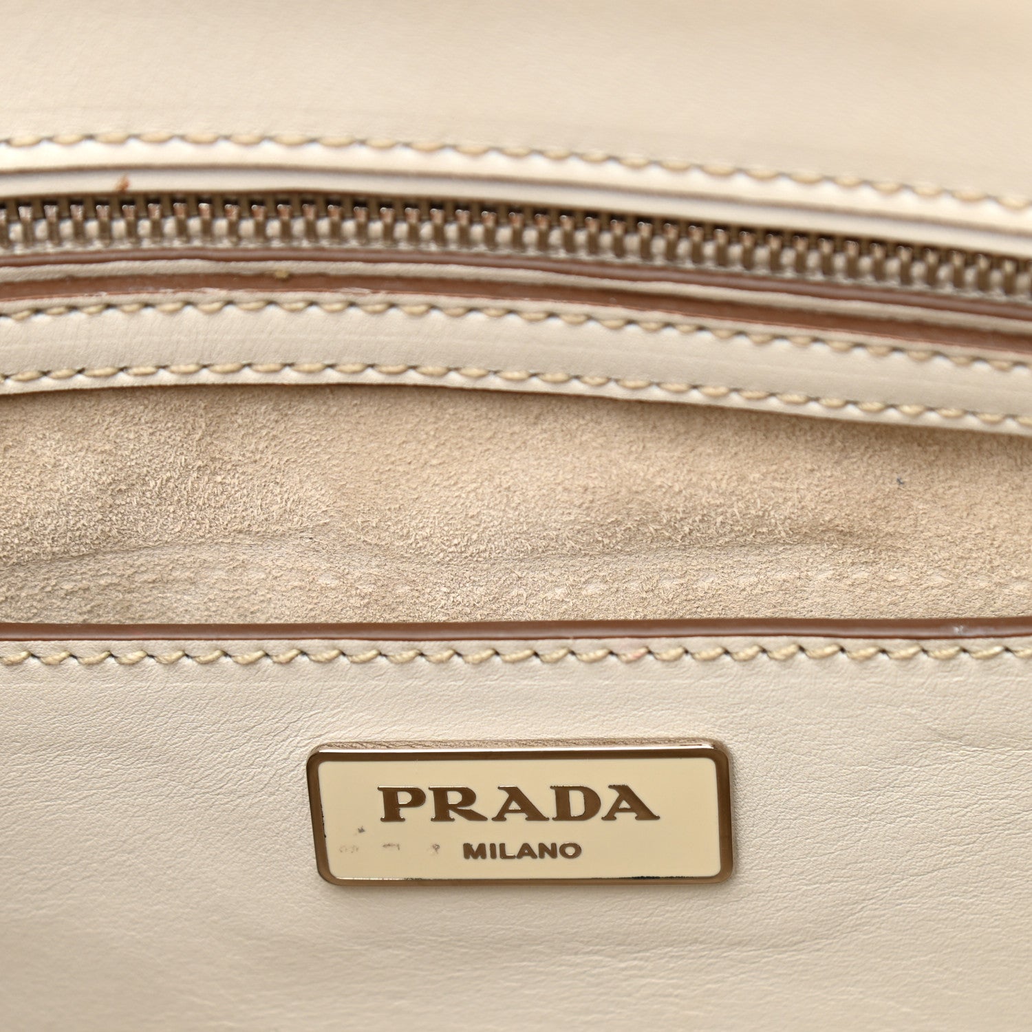 Prada City Calf Hand Stitched Small Galleria Double Zip Tote Talco 14 of 19