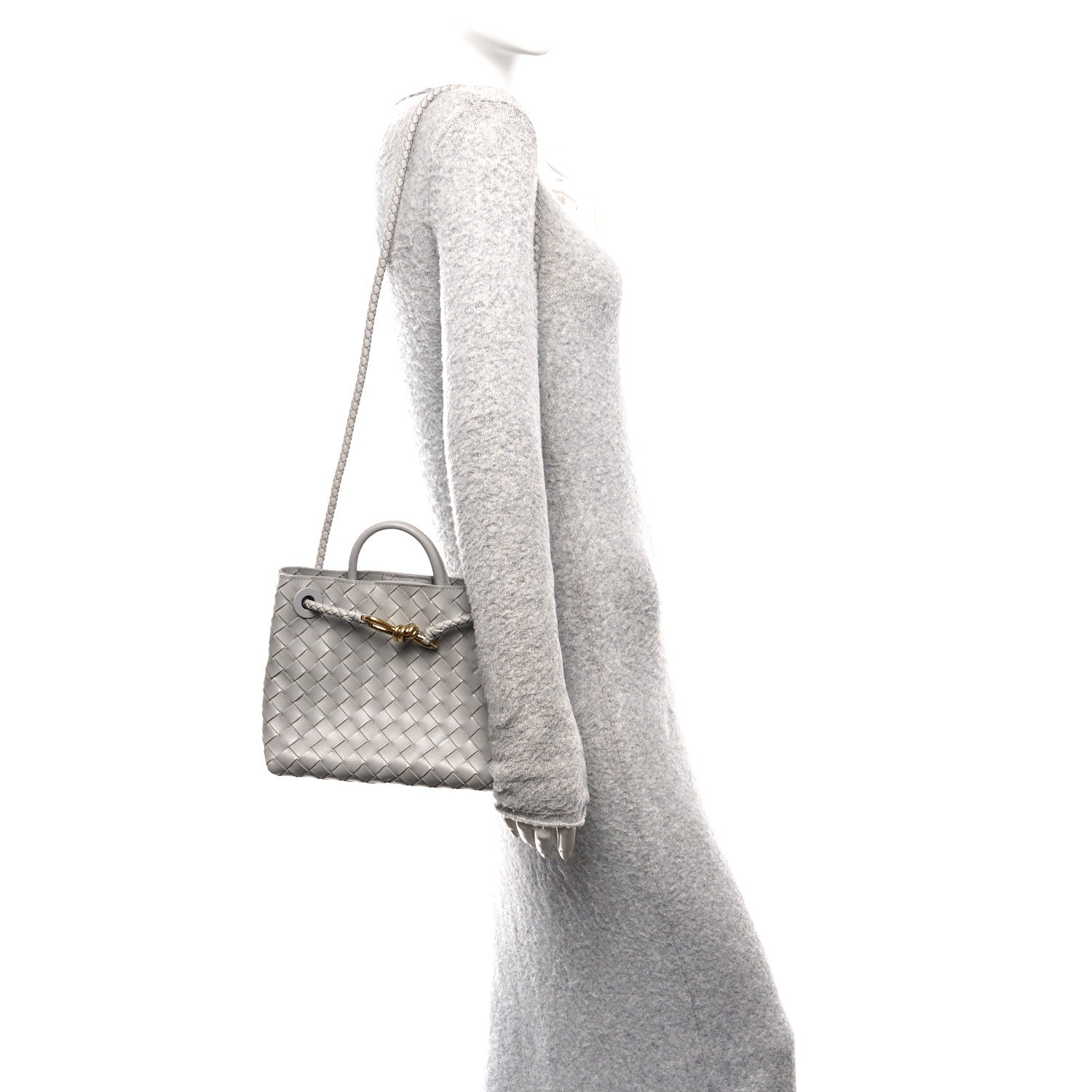 Bottega Veneta Nappa Intrecciato Small Andiamo Shoulder Bag Sterling 2 of 9
