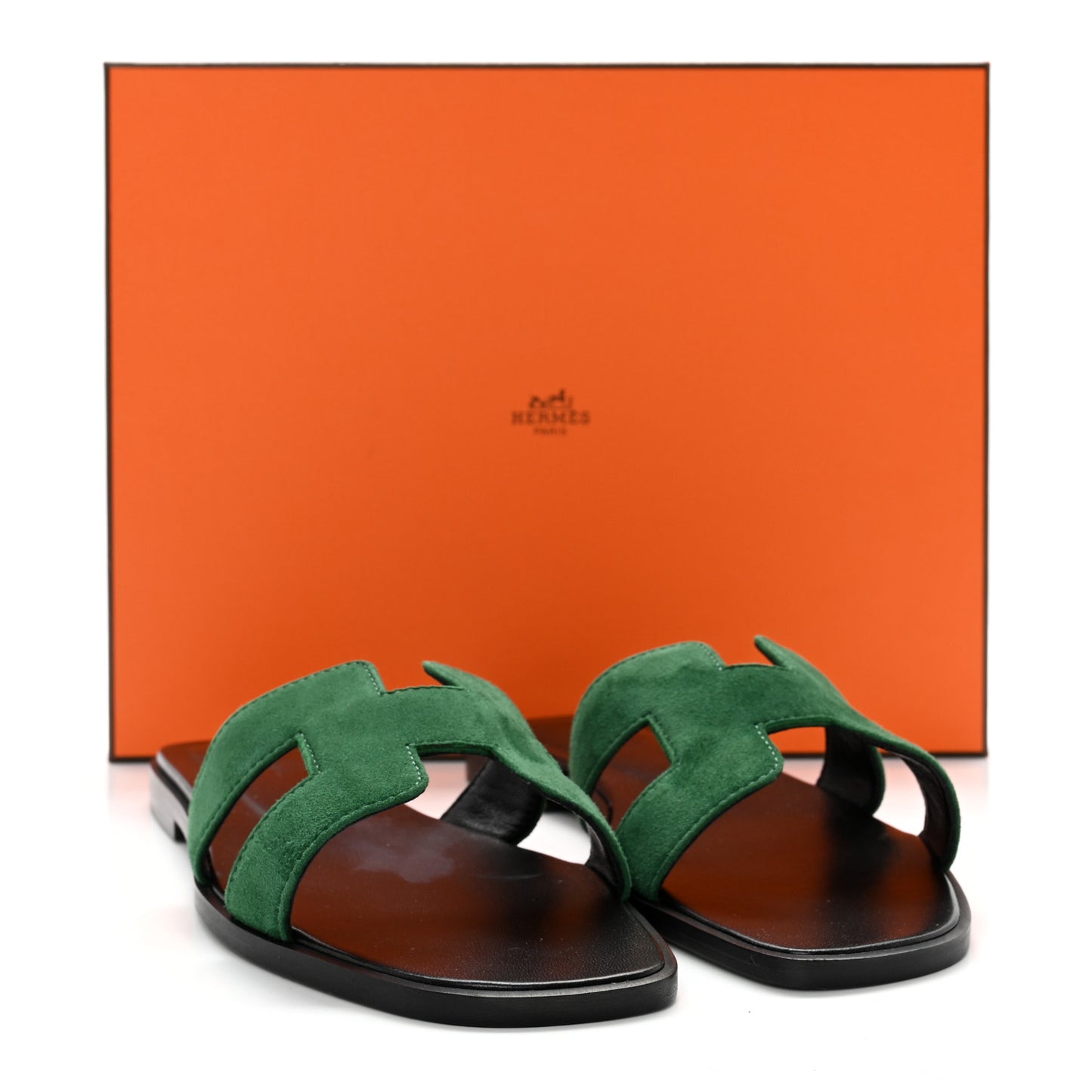 Suede Goatskin Oran Sandals 37.5 Vert Electrique