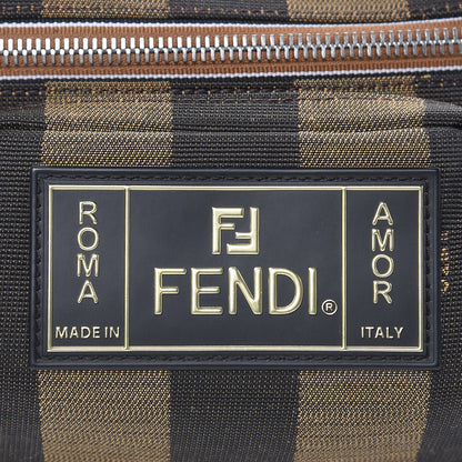 Fendi Jacquard Vitello Century Pequin Logo Plate Pocket Belt Bag Tobacco Moro Black 7 of 7