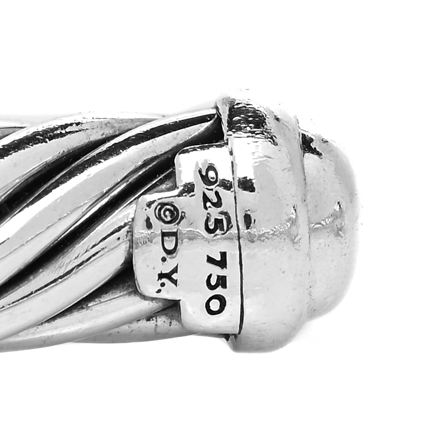 Sterling Silver 18K Yellow Gold Diamond 7mm Cable Classics Station Bracelet