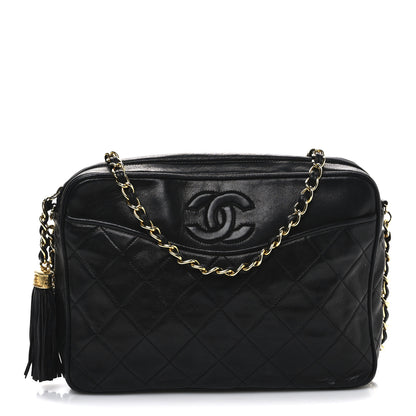 Chanel Lambskin Quilted CC Tassel Camera Case Black 1 of 13