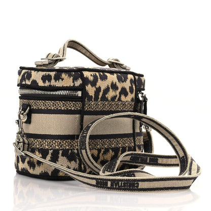 Christian Dior Canvas Mizza Embroidered Small Leopard Travel Vanity Case Beige 3 of 10