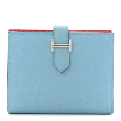 Hermes Epsom Verso Bearn Compact Wallet Bleu Du Nord Rouge De Coeur 1 of 8