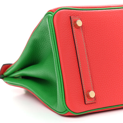 Hermes Togo Bi-Color Horseshoe Birkin 30 Bamboo Rouge Tomate 9 of 11