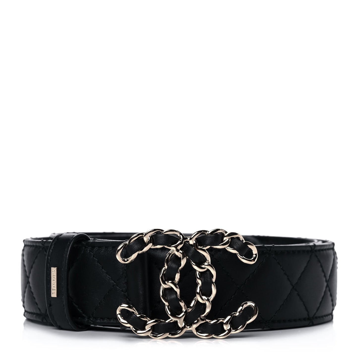 Lambskin Quilted CC Chain Belt 85 34 Black