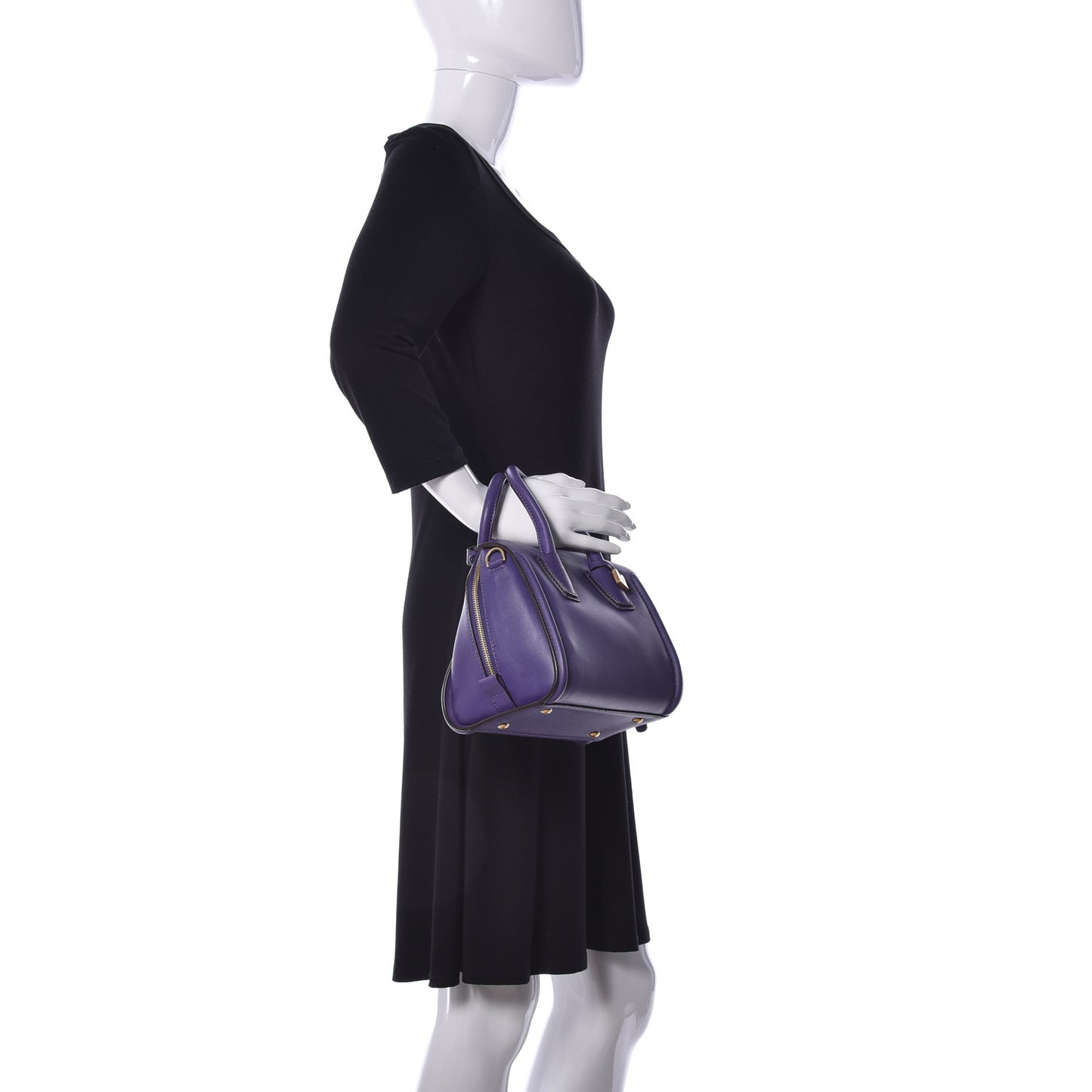 Calfskin Boston Bag Purple