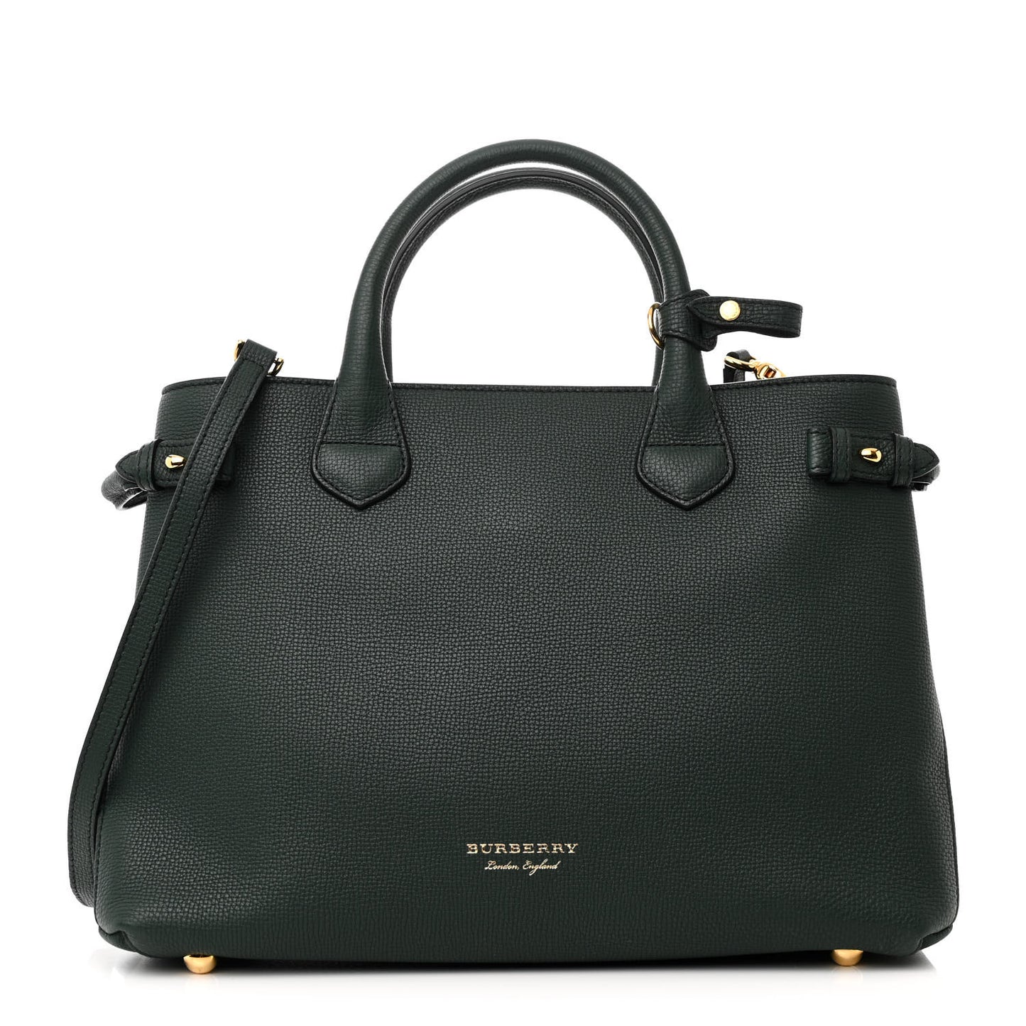 Derby Calfskin House Check Medium Banner Tote Dark Bottle Green