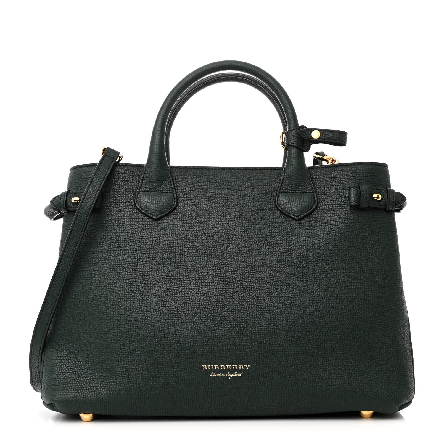 Burberry Derby Calfskin House Check Medium Banner Tote Dark Bottle Green 1 of 13