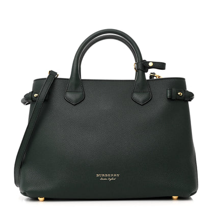 Burberry Derby Calfskin House Check Medium Banner Tote Dark Bottle Green 1 of 13