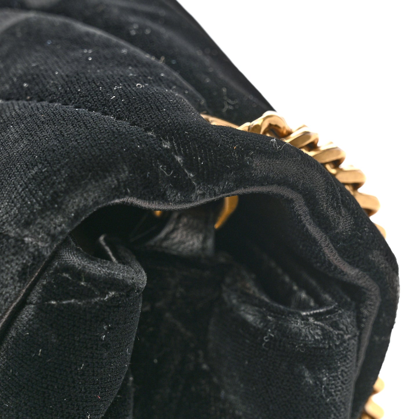 Velvet Y Quilted Monogram Small Loulou Chain Satchel Black