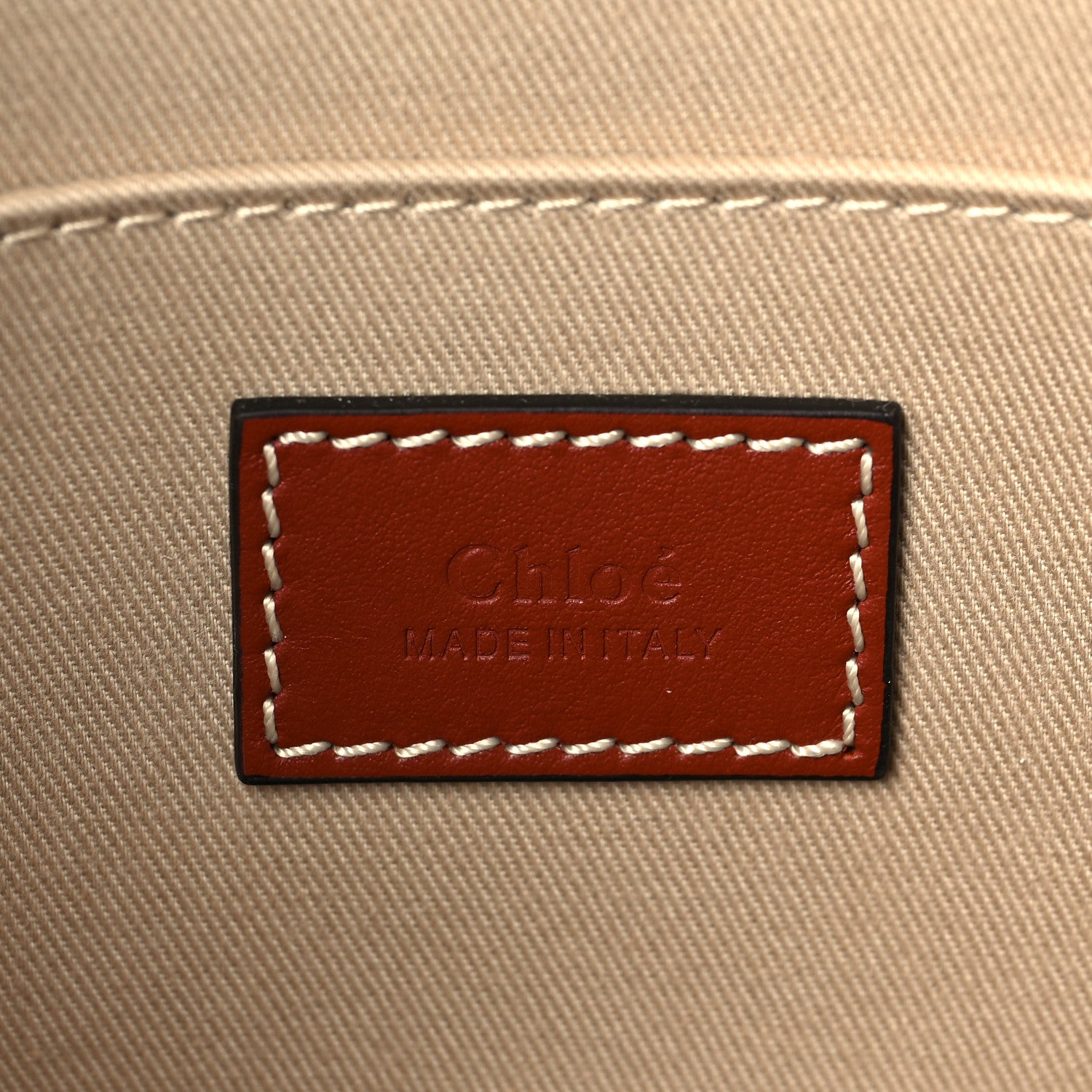 Chloe Cotton Calfskin Medium Woody Ribbon Tote White Brown 6 of 7