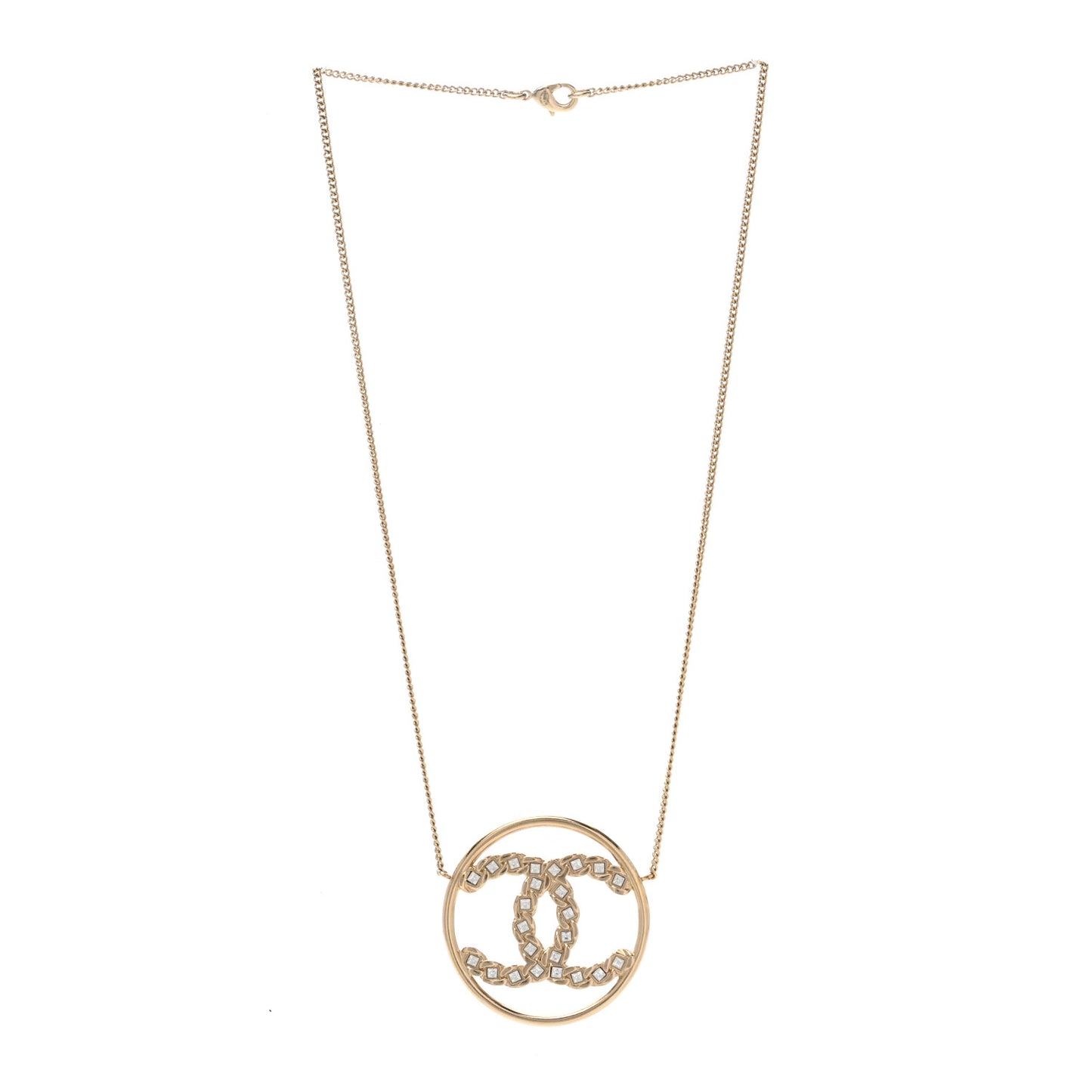 Baguette Crystal High Society CC Pendant Necklace Gold