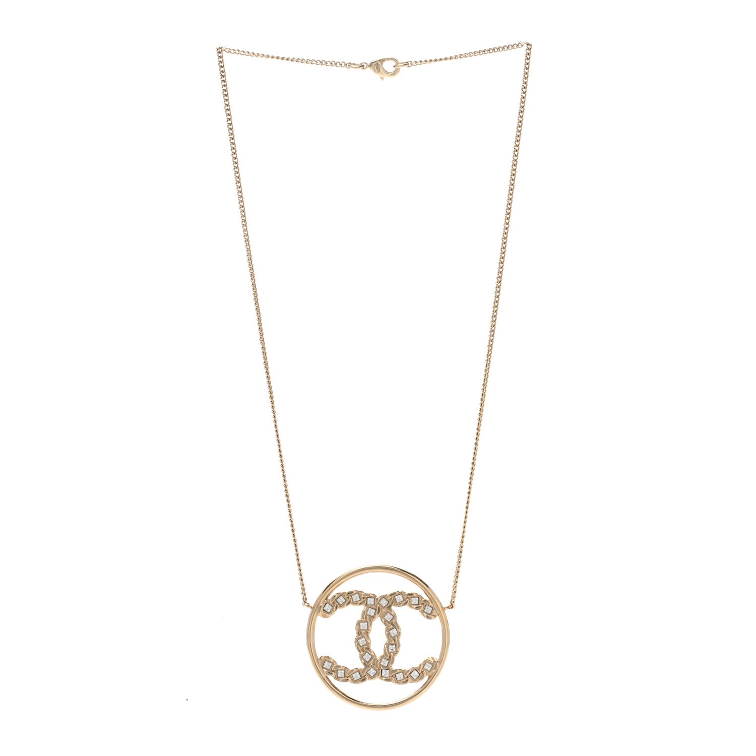 Chanel Baguette Crystal High Society CC Pendant Necklace Gold 3 of 4