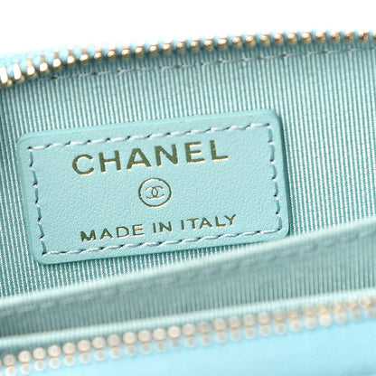Chanel Caviar Quilted Zip Coin Purse Light Blue 6 of 8