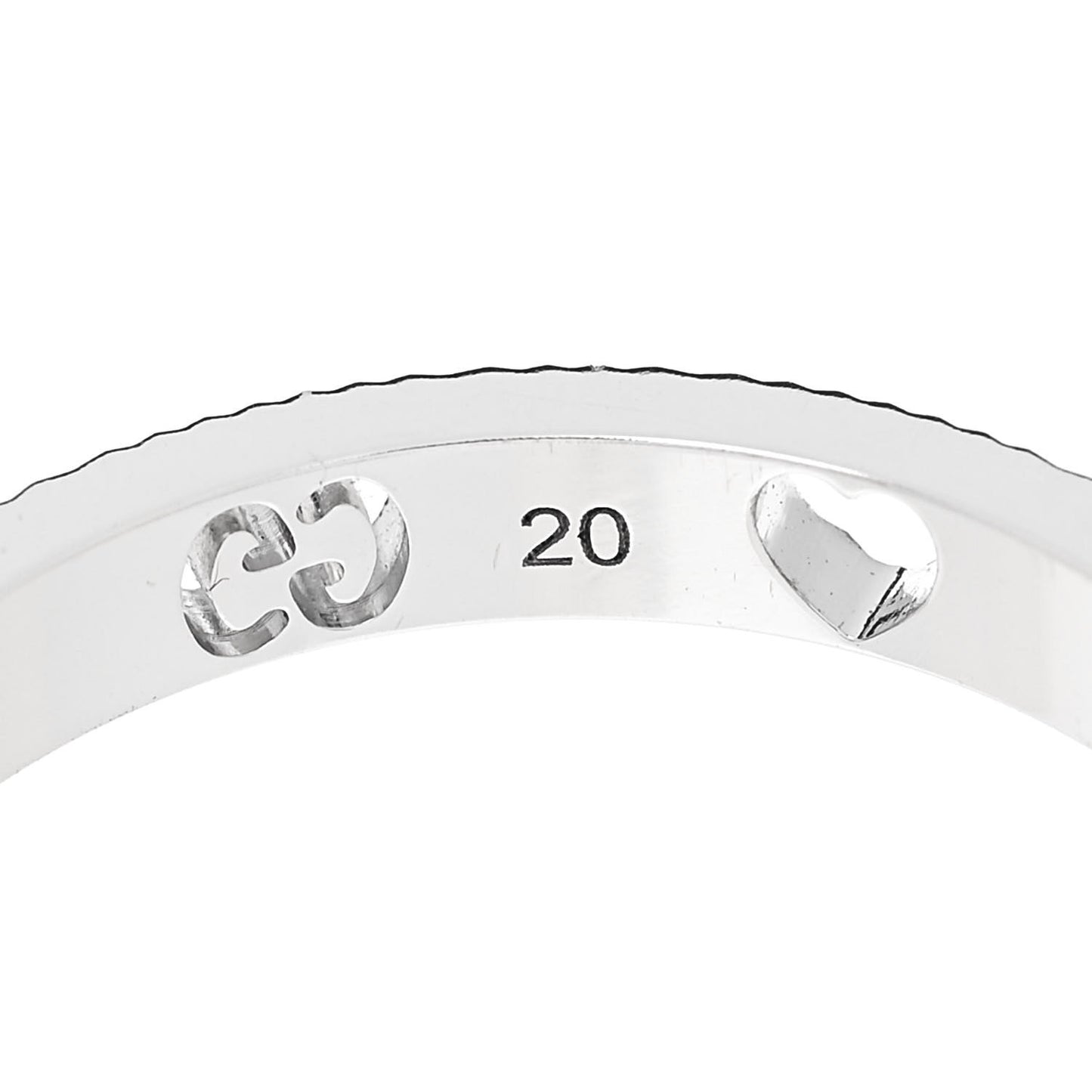 18K White Gold Diamond Icon Heart Band Ring 60 9
