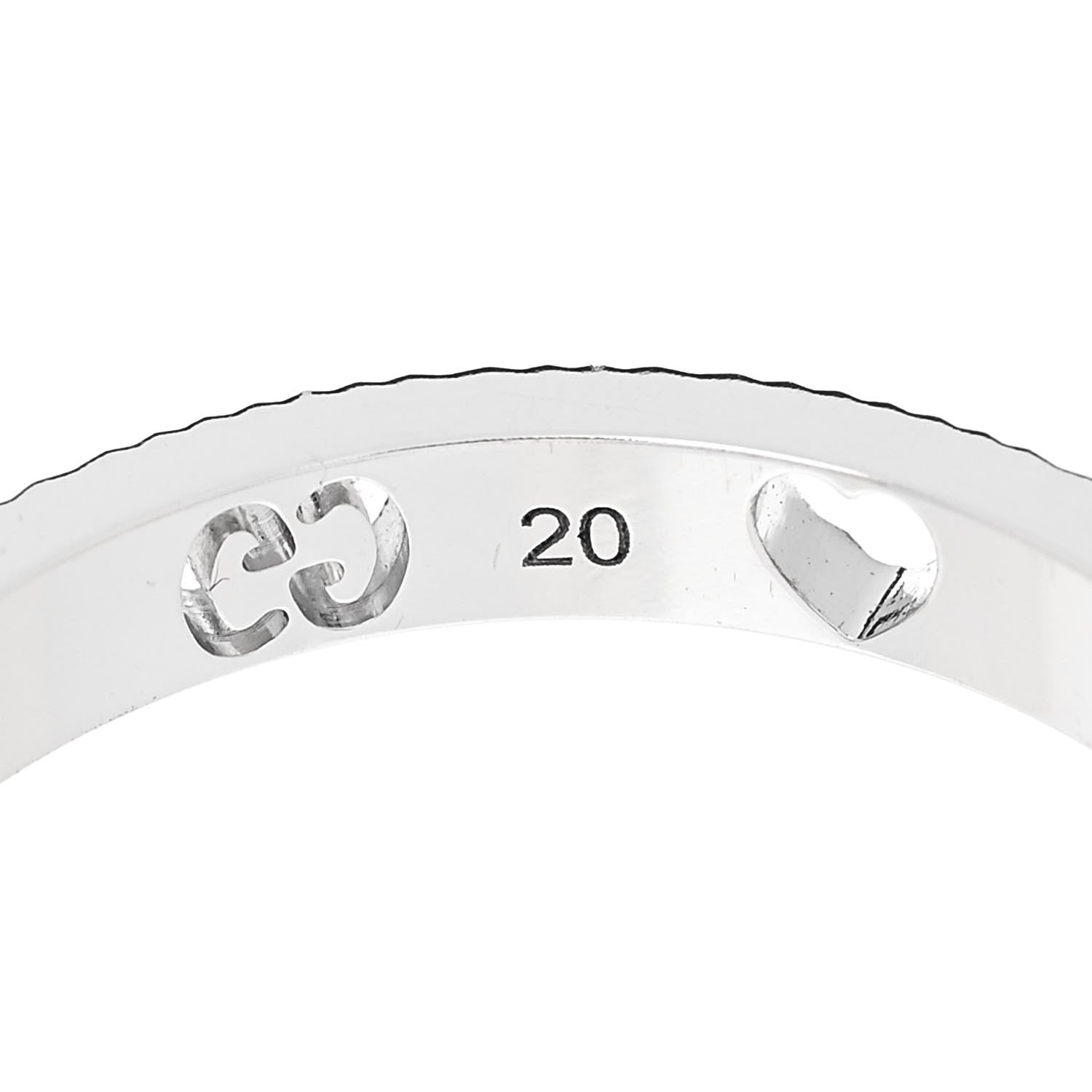 Gucci 18K White Gold Diamond Icon Heart Band Ring 60 9 7 of 7