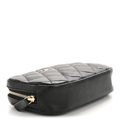 Chanel Caviar Quilted Small Curvy Pouch Cosmetic Case Black 4 of 8