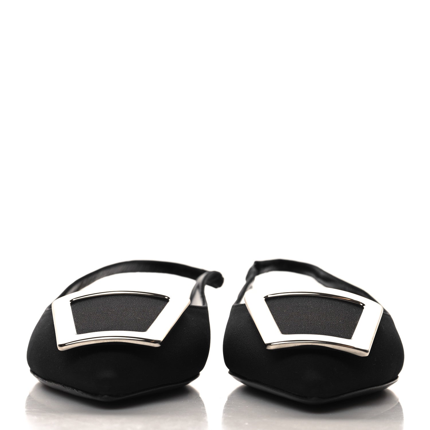 Saint Laurent Crepe De Chine Vivi 10 Plate Slingback Flats 37 Black 3 of 10