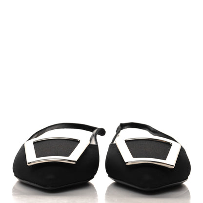 Saint Laurent Crepe De Chine Vivi 10 Plate Slingback Flats 37 Black 3 of 10