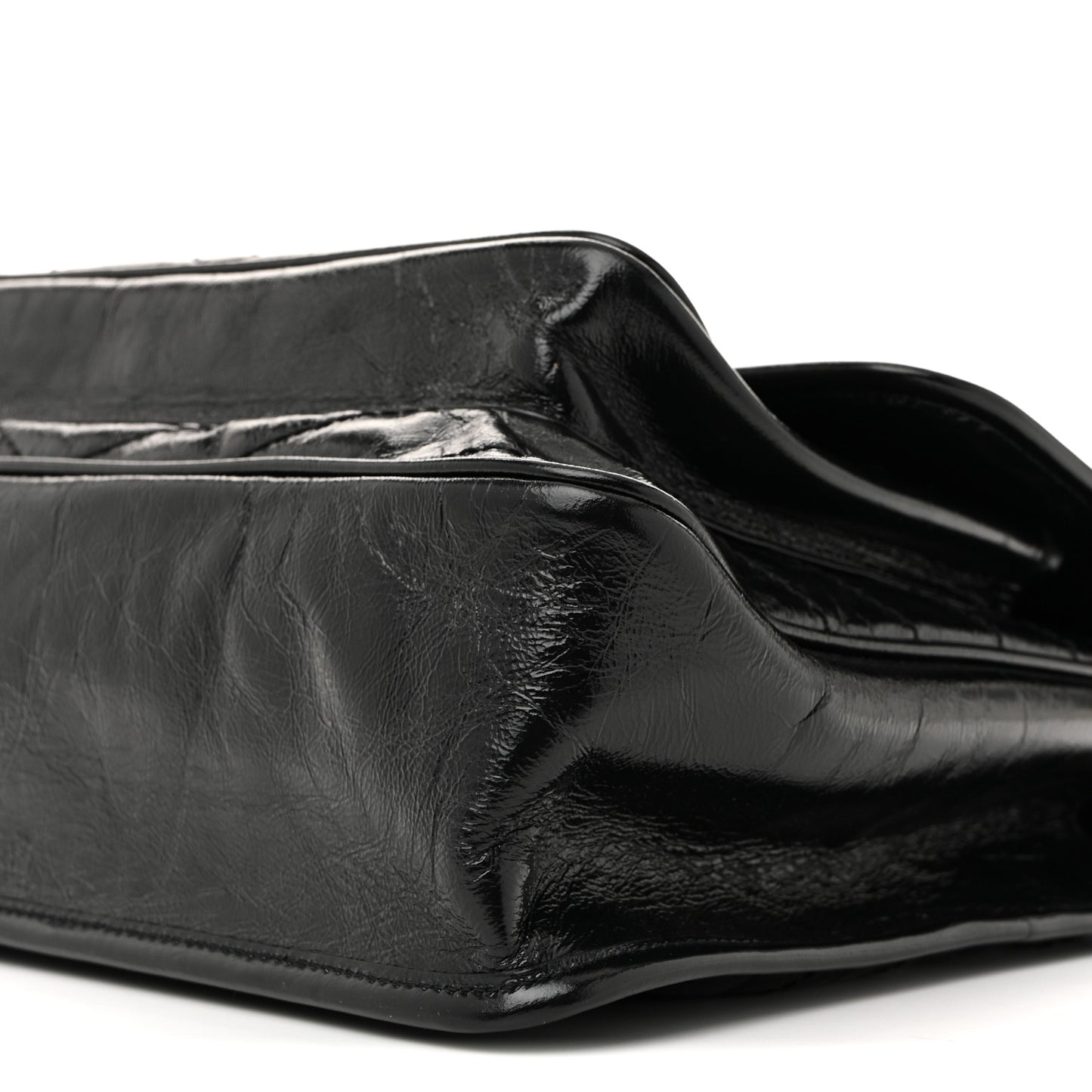 Crinkled Calfskin Matelasse Monogram Large Niki Chain Satchel Black