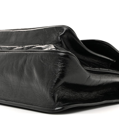 Saint Laurent Crinkled Calfskin Matelasse Monogram Large Niki Chain Satchel Black 10 of 12