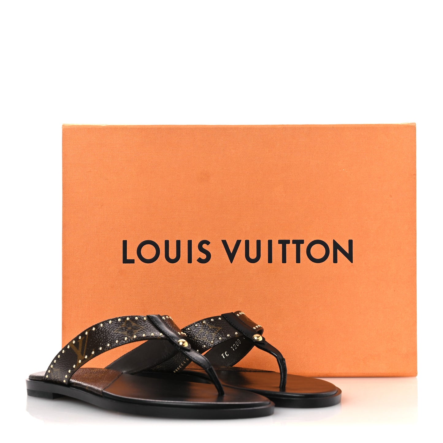 Monogram Sunny Flat Thong Sandals 35 Brown