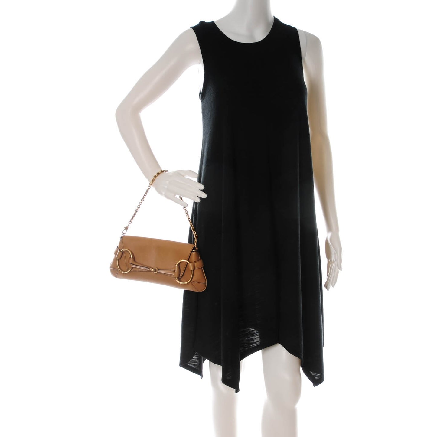 Calfskin Horsebit Chain Clutch Tan