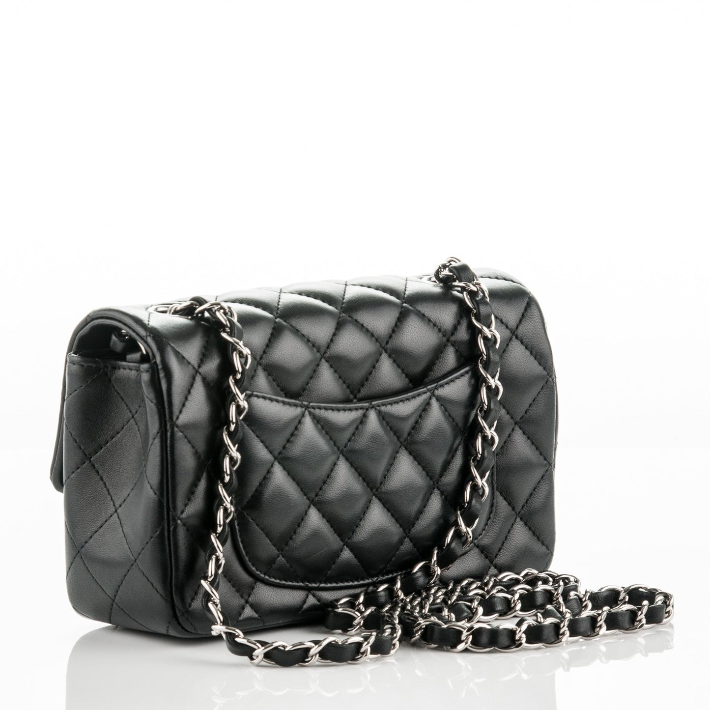 Lambskin Quilted Mini Rectangular Flap Black