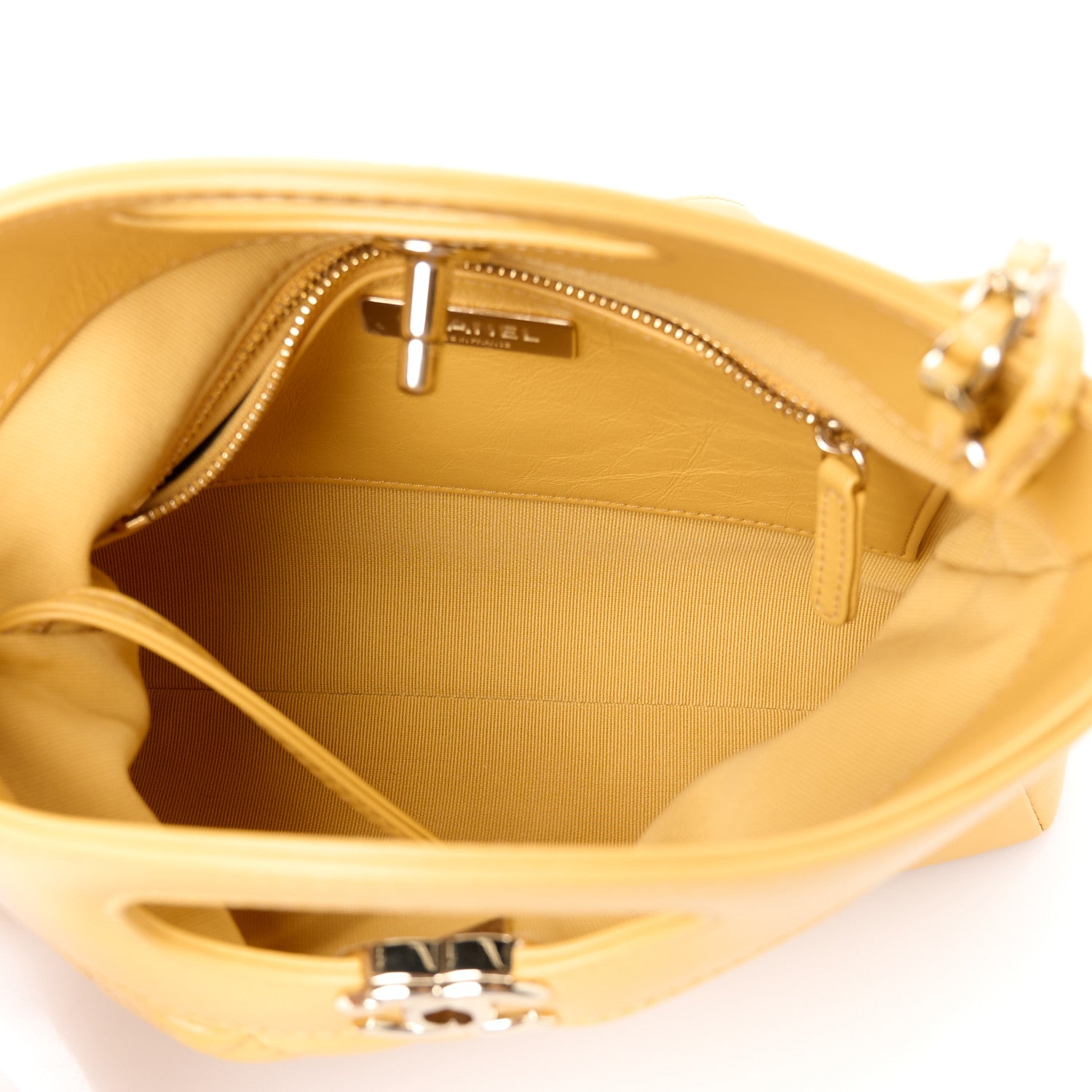 Chanel Shiny Crumpled Calfskin Quilted Mini 31 Shopping Bag Yellow 5 of 11