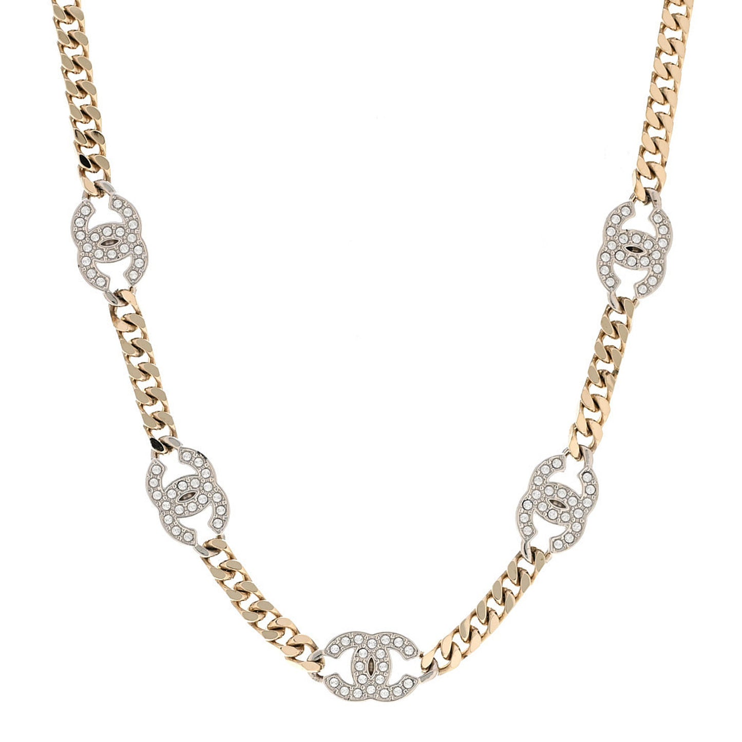 Crystal Chain CC Link Choker Gold Silver
