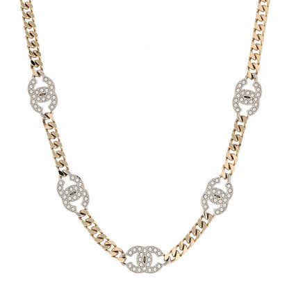 Chanel Crystal Chain CC Link Choker Gold Silver 1 of 7