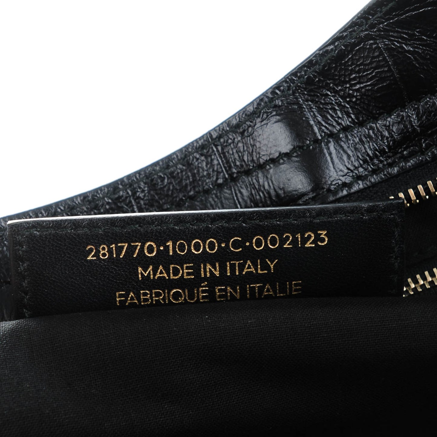 Calfskin Crocodile Embossed Giant 12 Gold Hardware City Black