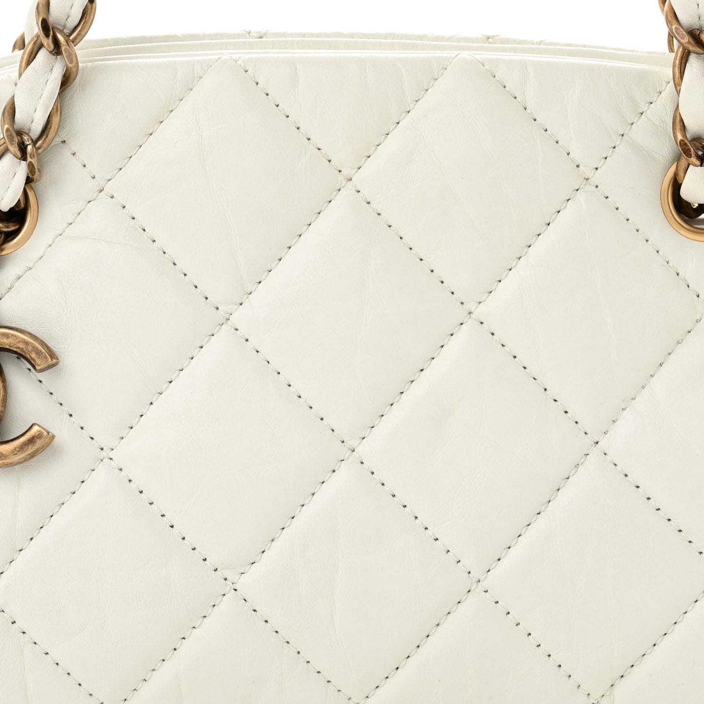 Aged Calfskin Small Just Mademoiselle Bowling Bag White