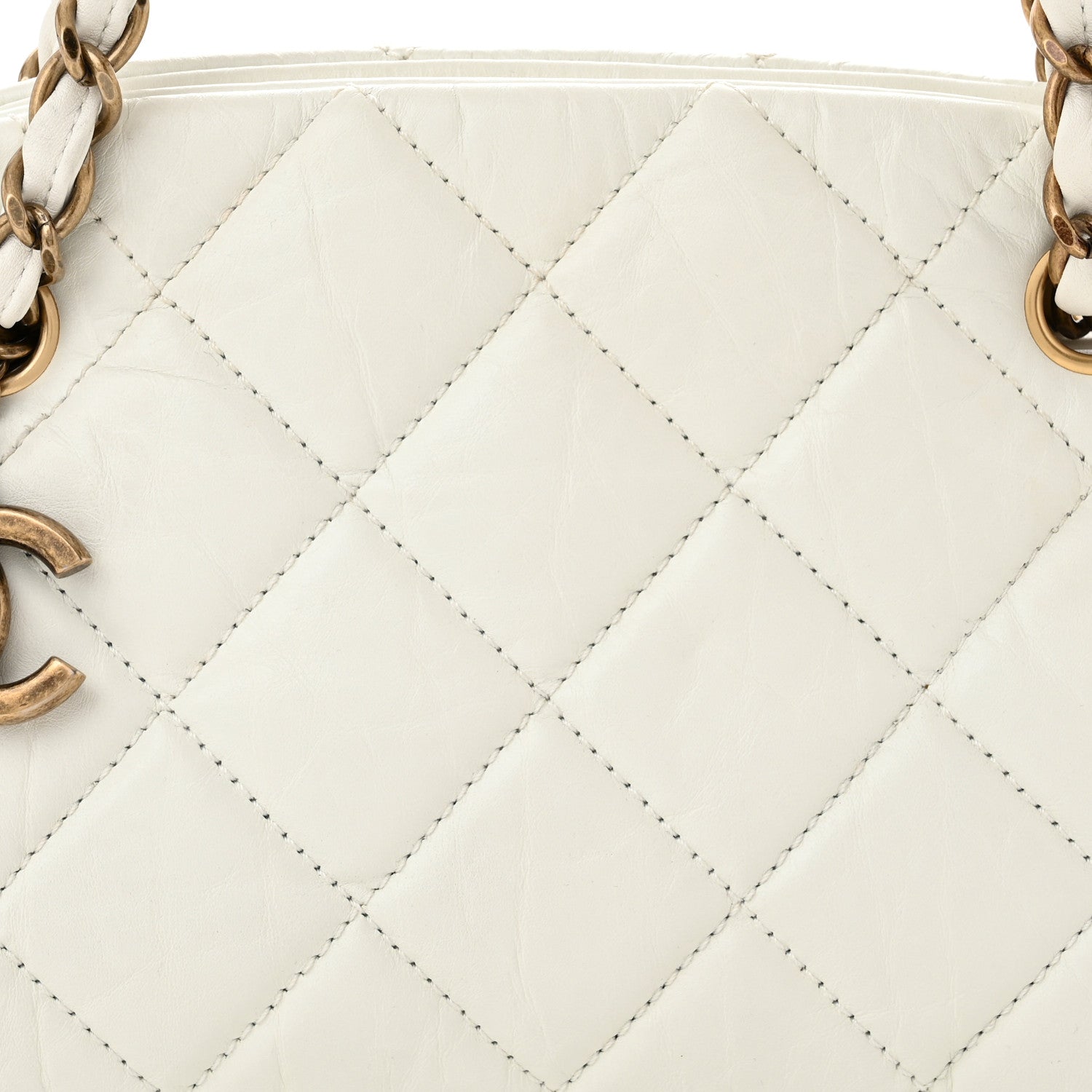 Chanel Aged Calfskin Small Just Mademoiselle Bowling Bag White 9 of 13