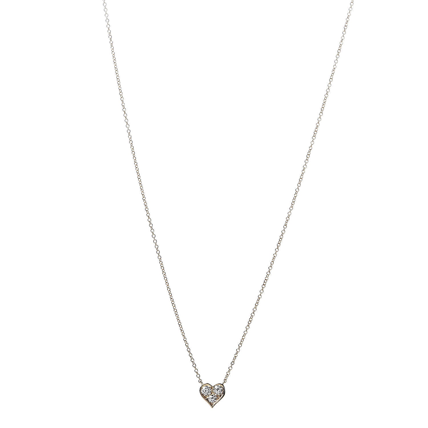 Tiffany 18K Yellow Gold Diamond Heart Pendant Necklace 1 of 9