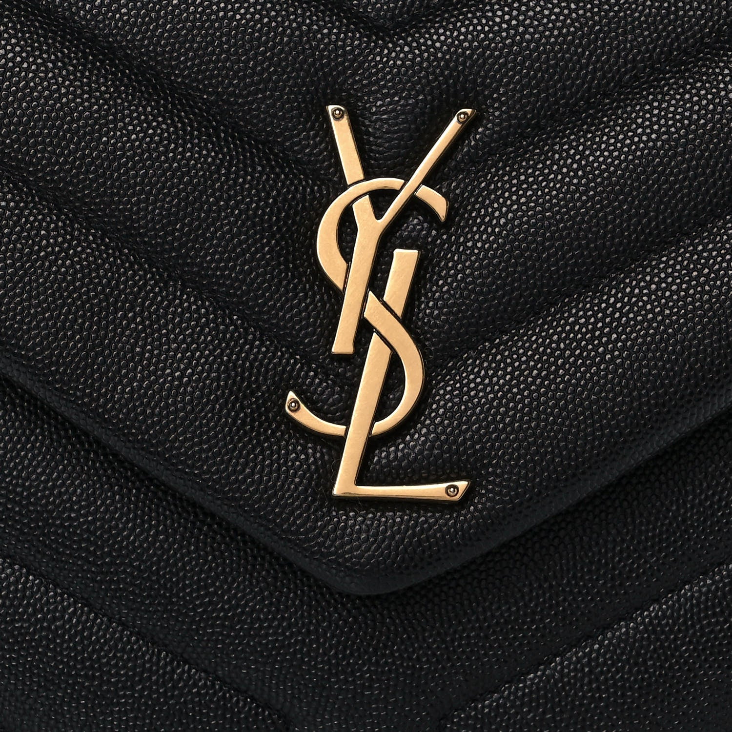Saint Laurent Grain de Poudre Calfskin Y Quilted Monogram Small Loulou Chain Satchel Black 11 of 12