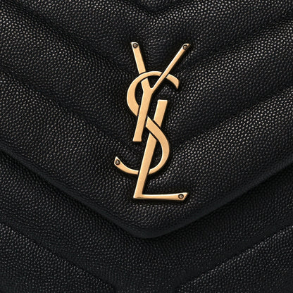 Saint Laurent Grain de Poudre Calfskin Y Quilted Monogram Small Loulou Chain Satchel Black 11 of 12