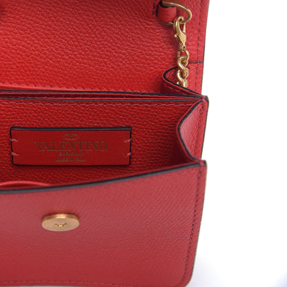 Valentino Garavani Grainy Calfskin Vlogo Compact Wallet with Chain Rouge Pur 8 of 8