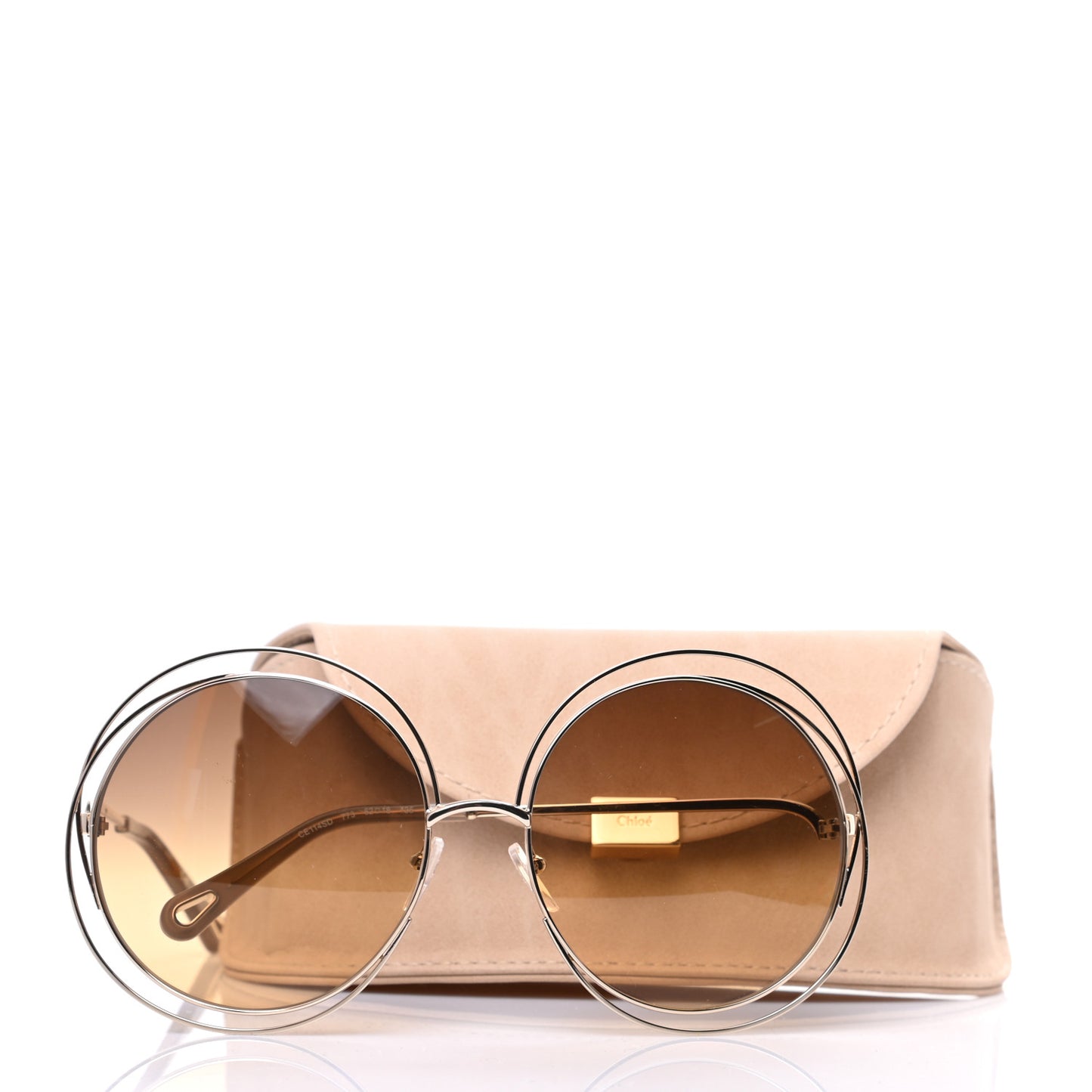Metal Carlina Oversized Round Sunglasses CE114SD Gold