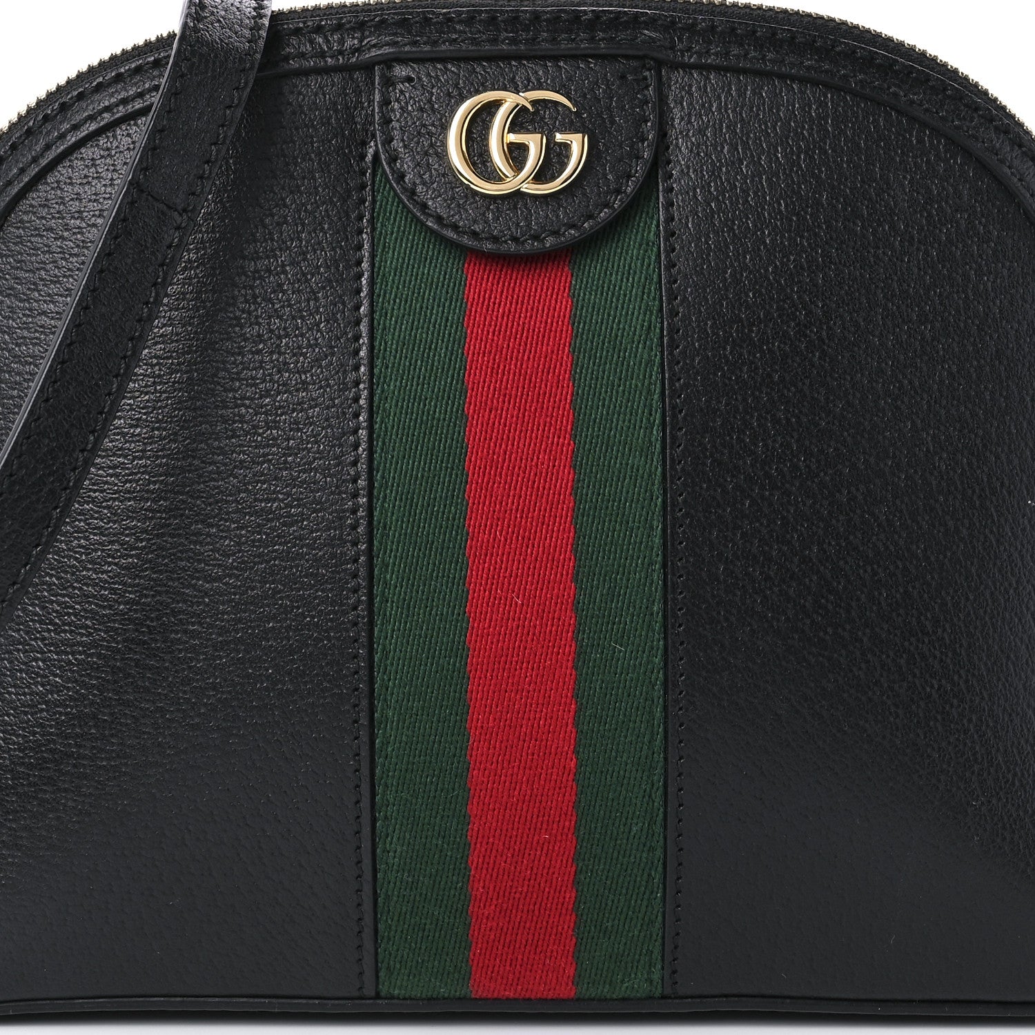 Gucci Calfskin GG Web Small Ophidia Dome Shoulder Bag Black 9 of 10