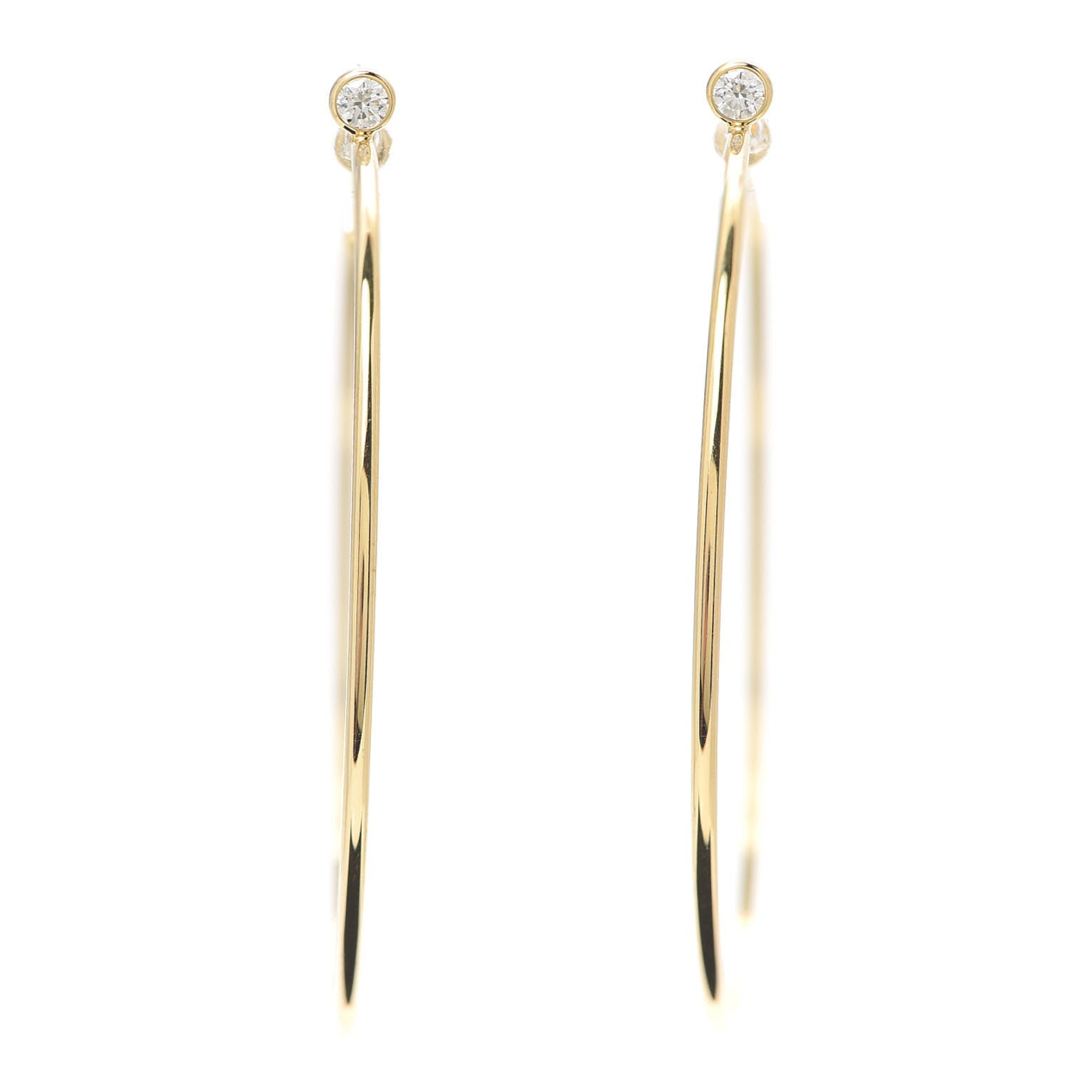 Tiffany 18K Yellow Gold Diamond Medium Elsa Peretti Hoop Earrings 1 of 4