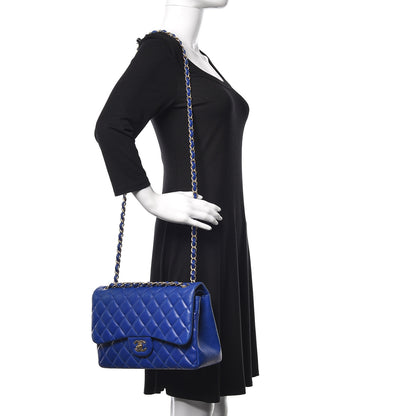 Chanel Lambskin Quilted Jumbo Double Flap Blue 2 of 22