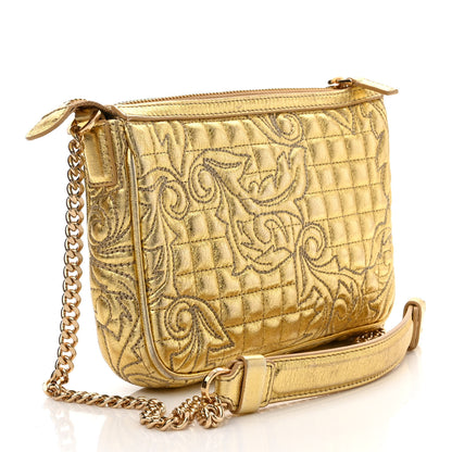 Versace Metallic Nappa Barocco Quilted Medusa Chain Crossbody Gold 3 of 9