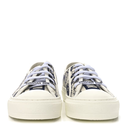 Christian Dior Canvas Toile De Jouy Embroidered Womens Walk'N'Dior Low Top Sneakers 38.5 Off-White Blue 3 of 8