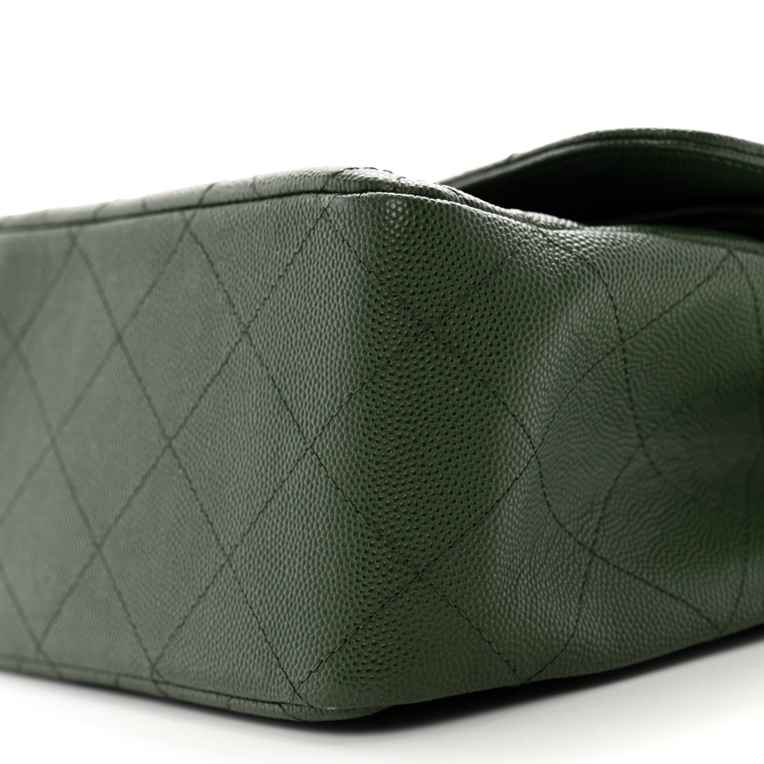 Chanel Caviar Quilted Jumbo Double Flap Green 10 of 13