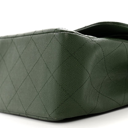 Chanel Caviar Quilted Jumbo Double Flap Green 10 of 13