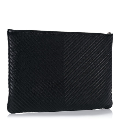 Chanel Caviar Chevron Quilted Medium Cosmetic Case Black 3 of 10